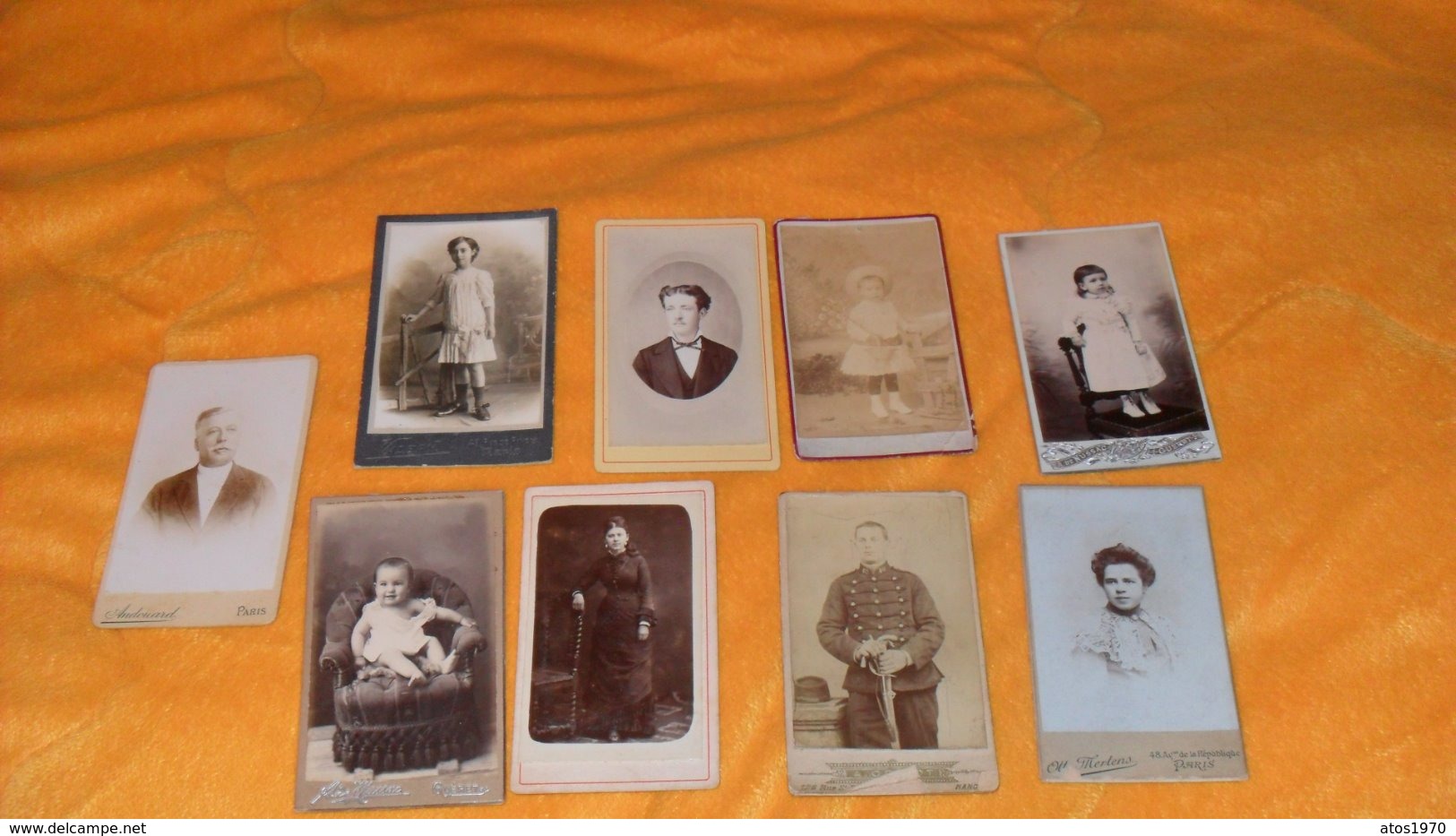 LOT DE 9 ANCIENNES PHOTOS DATE ?...PORTRAIT ENFANT, FEMME, MILITAIRE...ANDOUARD PARIS, A. CROSNIER PARIS.. - Anonieme Personen