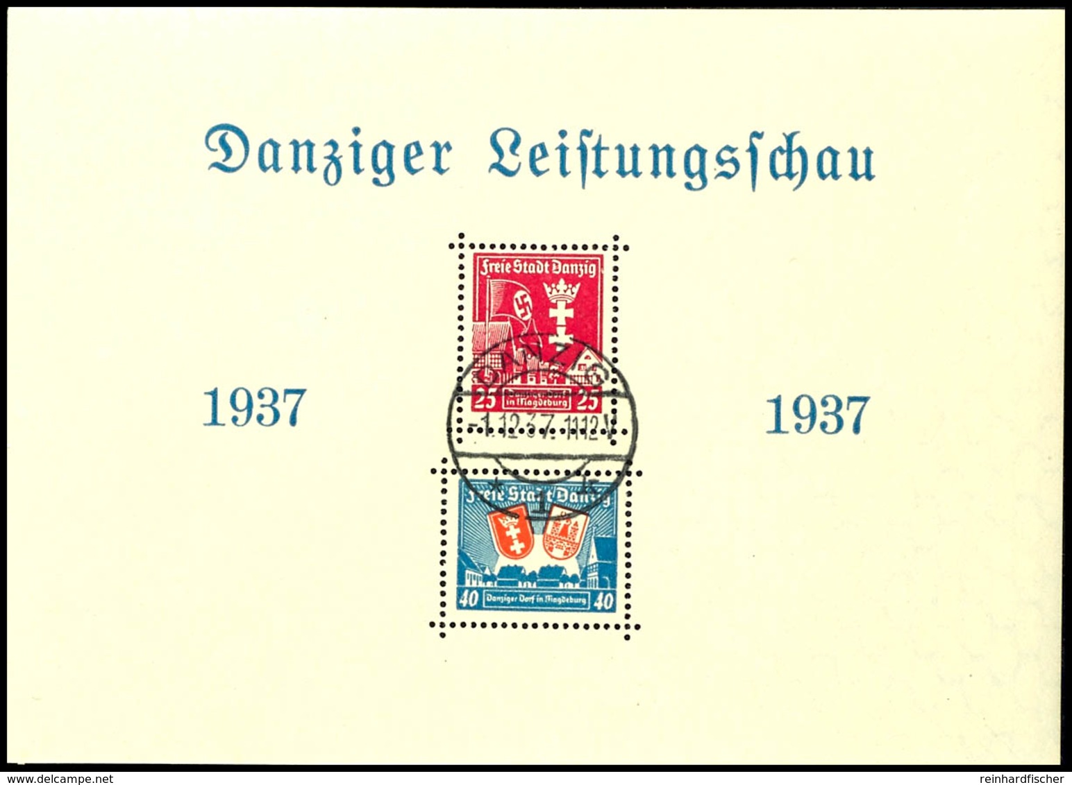 Danziger Leistungsschau, Block Mit Tagesstempel, Fotoattest Soecknick BPP, "echt Und Einwandfrei", Mi.500,-, Katalog: Bl - Sonstige & Ohne Zuordnung