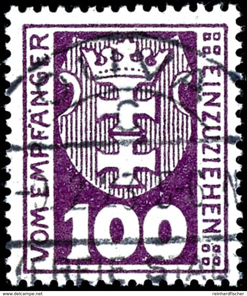 100 Pfennig Kleines Wappen, Liegendes Wasserzeichen, Zeitgerecht Gestempelt, Fotoattest Soecknick BPP, "echt Und Einwand - Altri & Non Classificati