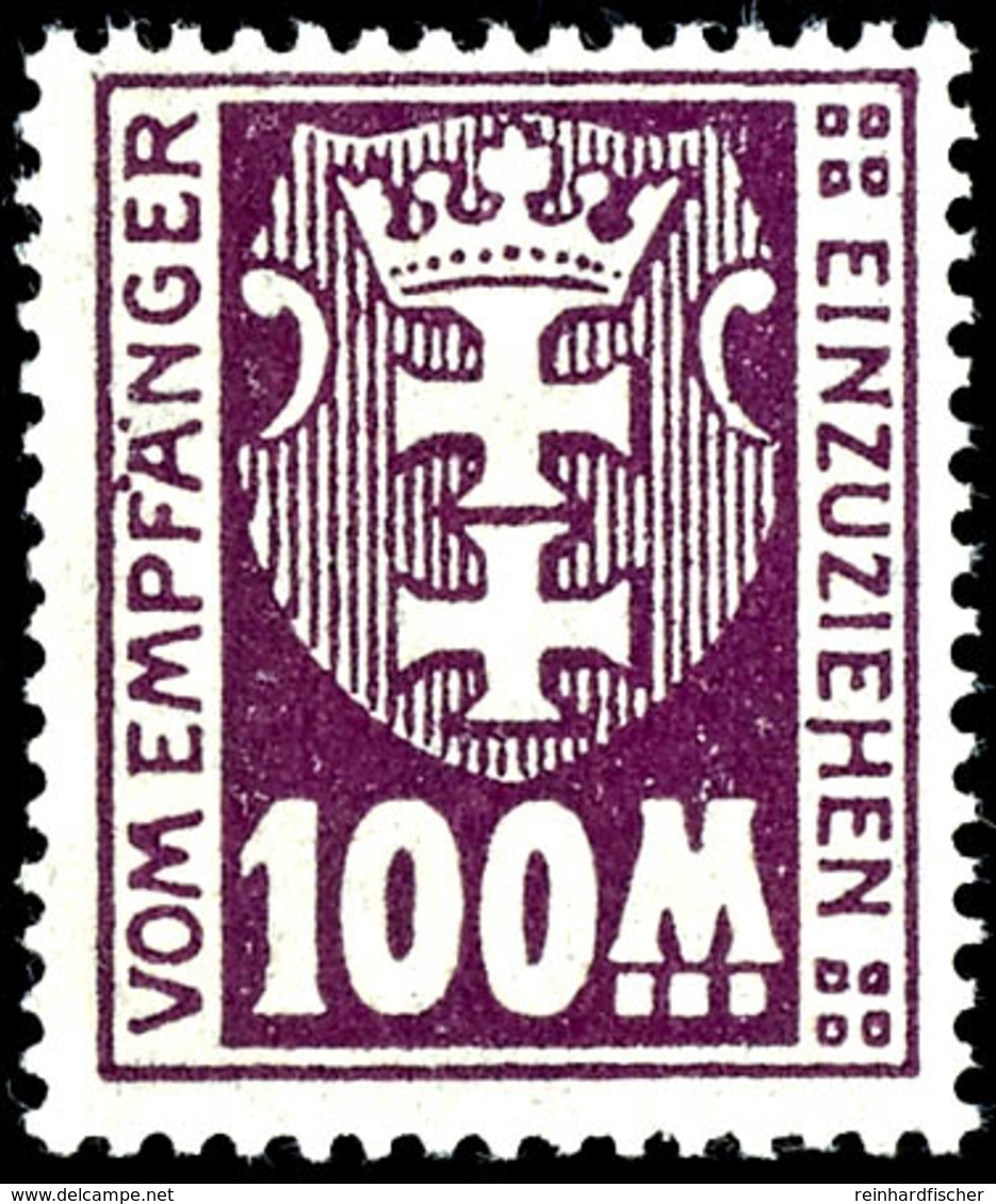 100 Mark Kleines Wappen, Stehendes Wasserzeichen, Postfrisch Mit Abart "rückseitiger Unterdruck", Kurzbefund Soecknick B - Other & Unclassified