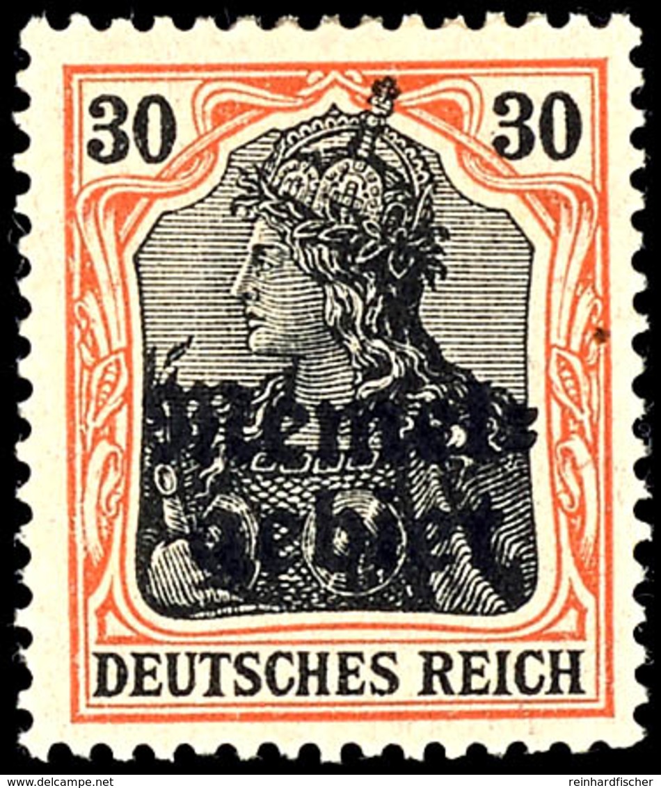 30 Pfennig Germania Mit Aufdruck, Kriegsgummierung, Ungebraucht, Kurzbefund Klein VPP "echt, Einwandfrei", Mi. 600,-, Ka - Memelgebiet 1923