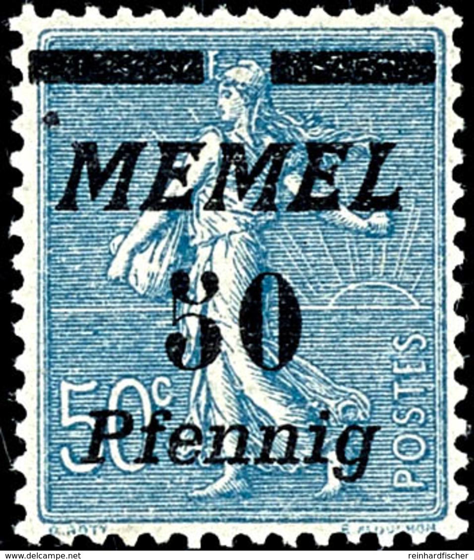 50 Pfennig Auf 50 Centimes Preußischblau, Postfrisch, Fotobefund Klein VPP "echt, Einwandfrei", Mi.450,-, Katalog: 61a * - Memel (Klaipeda) 1923