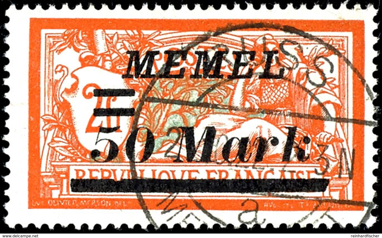 50 Mark Auf 2 Francs, Zeitgerecht Gestempelt Mit Aufdruckfehler "Abstand Zwischen Doppelbalken Und 50 Ca 1mm", Bestens G - Memelgebiet 1923