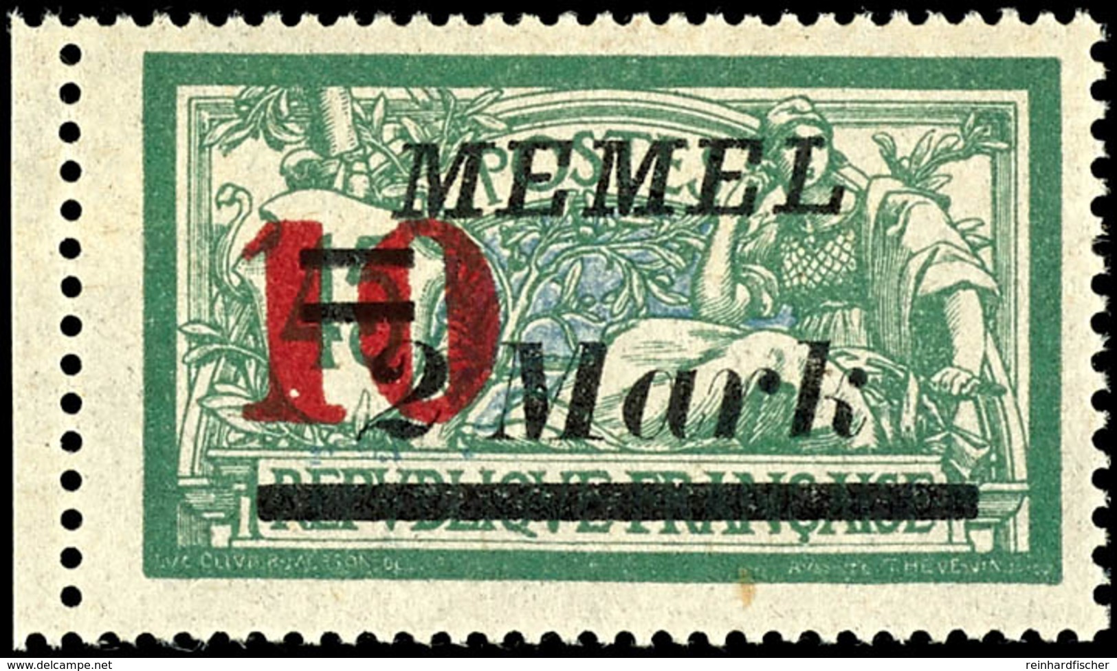 10 Mark Auf 2 Mark Auf 45 Centimes, Postfrisch Mit Aufdruckfehler "Abstand Zwischen 2 Und Mark 2,4mm Statt 2,7mm", Beste - Memel (Klaïpeda) 1923