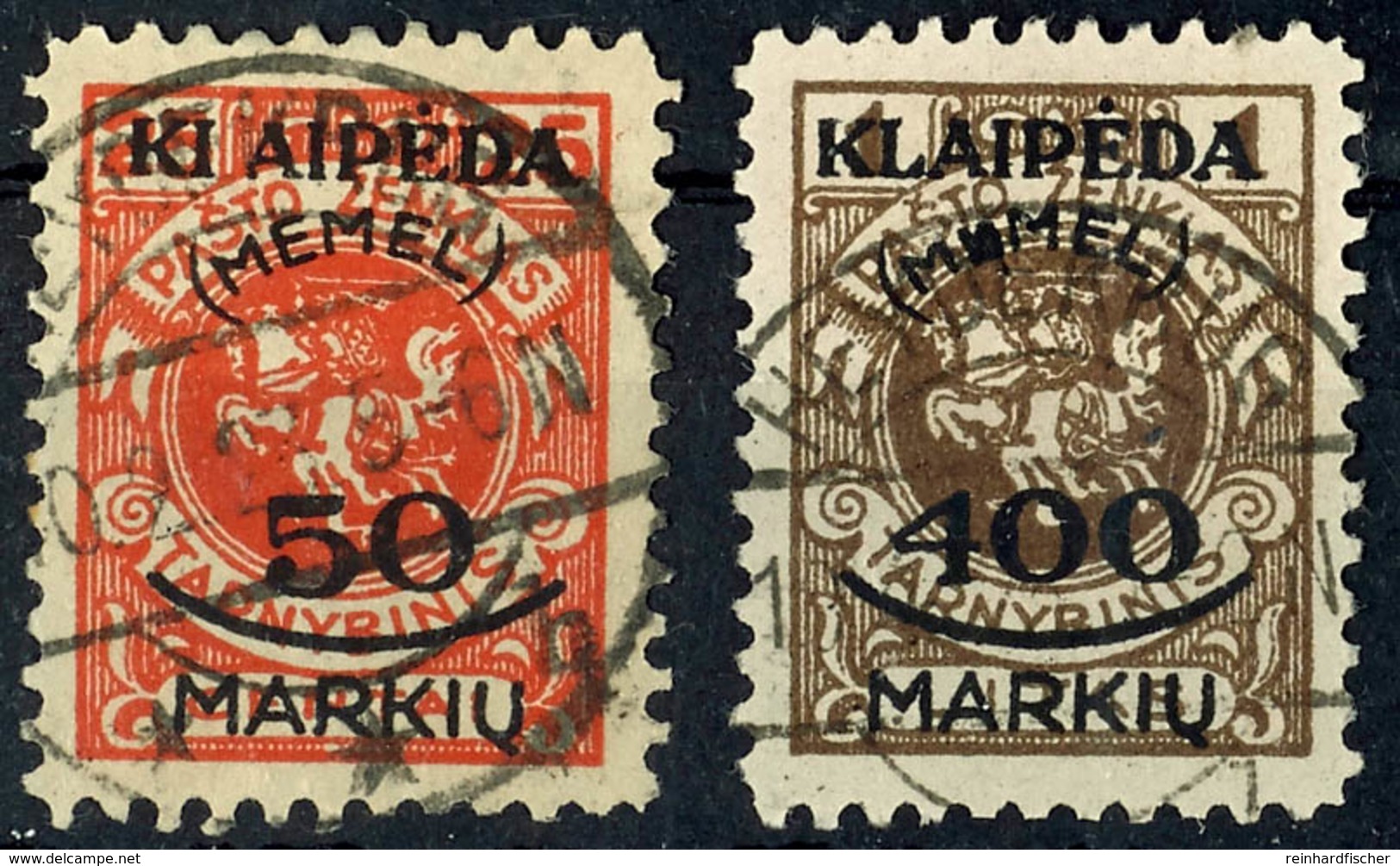 50 Und 100 Mark, Beide Marken Mit Plattenfehler Nr.126 I Und Nr.128 I, Kurzbefund Huylmans BPP "echt, Einwandfrei" Für N - Memelgebiet 1923