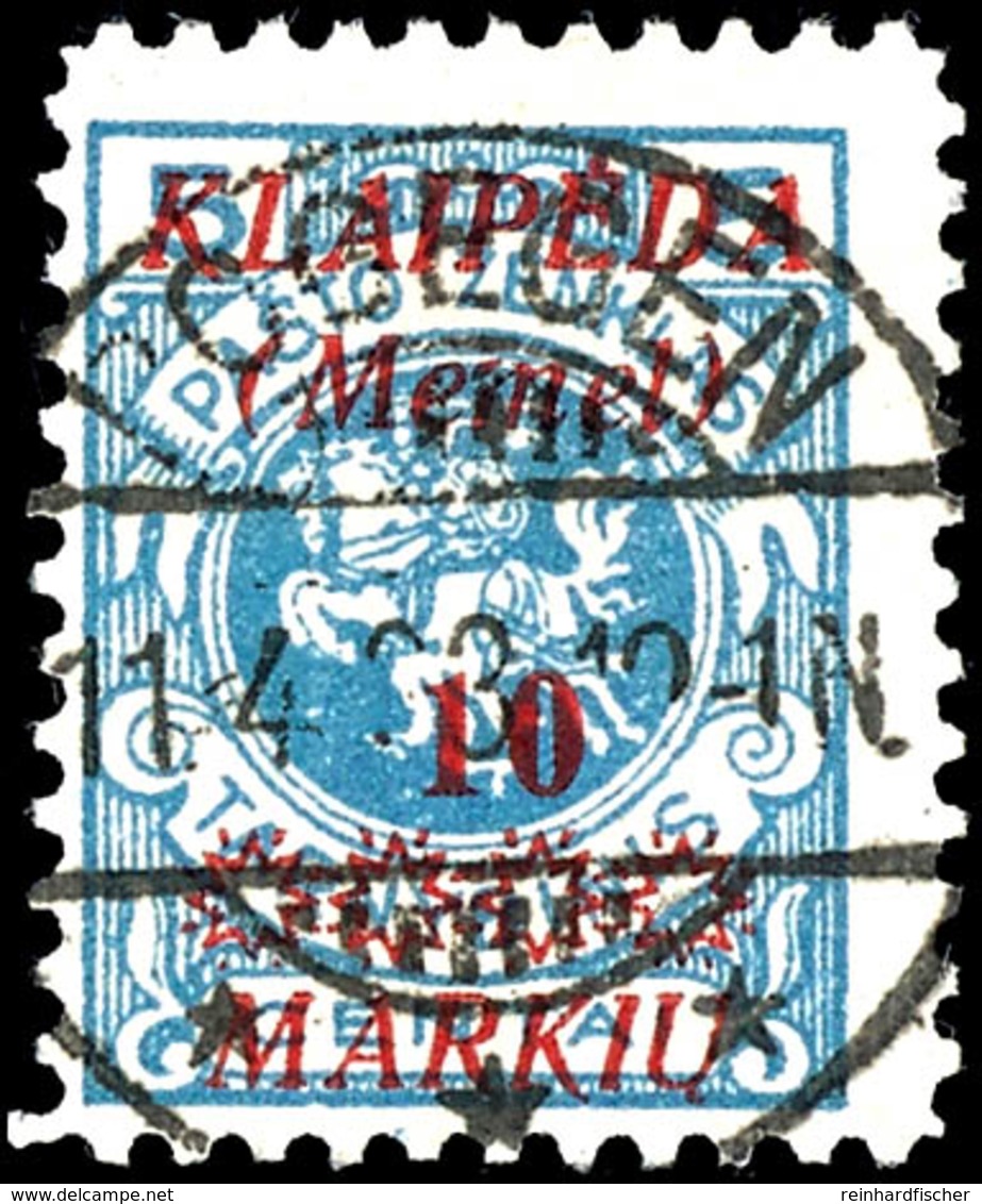 10 Markiu Auf 5 C., 2 Marken Mit Aufdruckfehler V "Diagonaler Bruch" (Kurzbefund Huylmans "echt, Einwandfrei") Und Nr.13 - Memel (Klaipeda) 1923