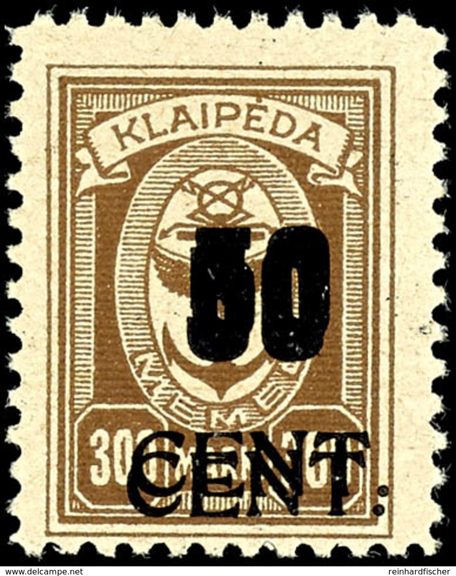 50 Cent. Auf 300 M., Postfrisch, Doppelaufdruck, Fotobefund Huylmans BPP "echt, Einwandfrei", Mi.250,-, Katalog: 198DDI  - Klaipeda 1923