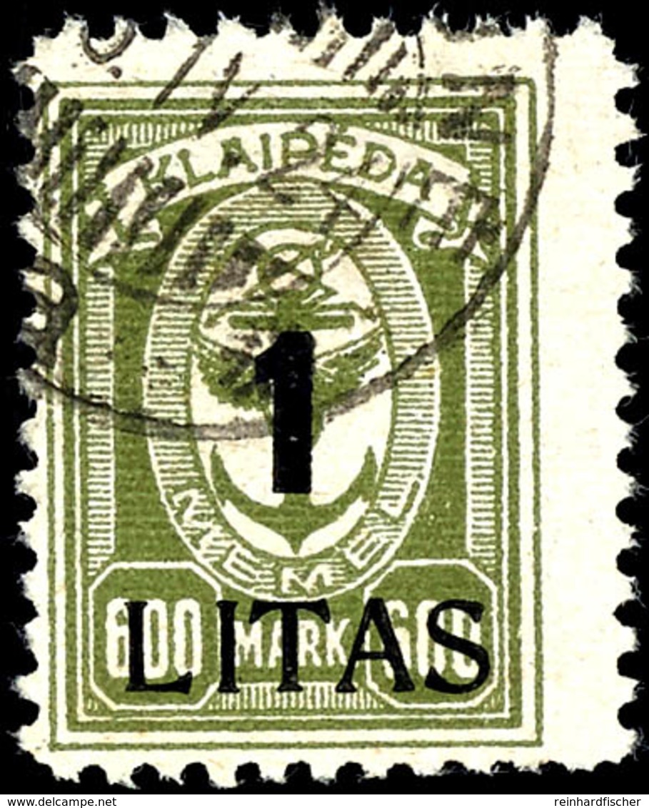 1 Litas Auf 600 M., Sauber Gestempelt Mit Aufdruckfehler "Enger Abstand Zwischen 1 Und Litas....", Kurzbefund Huylmans B - Memel (Klaïpeda) 1923