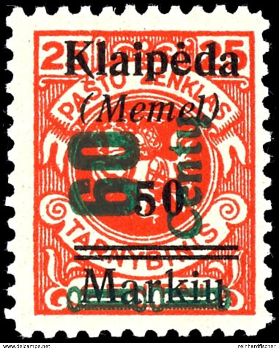 60 Centu Auf 50 M. Auf 25 C., Postfrisch In Type I, Bestens Geprüft Klein BPP, Mi.550,-, Katalog: 233I ** - Klaipeda 1923