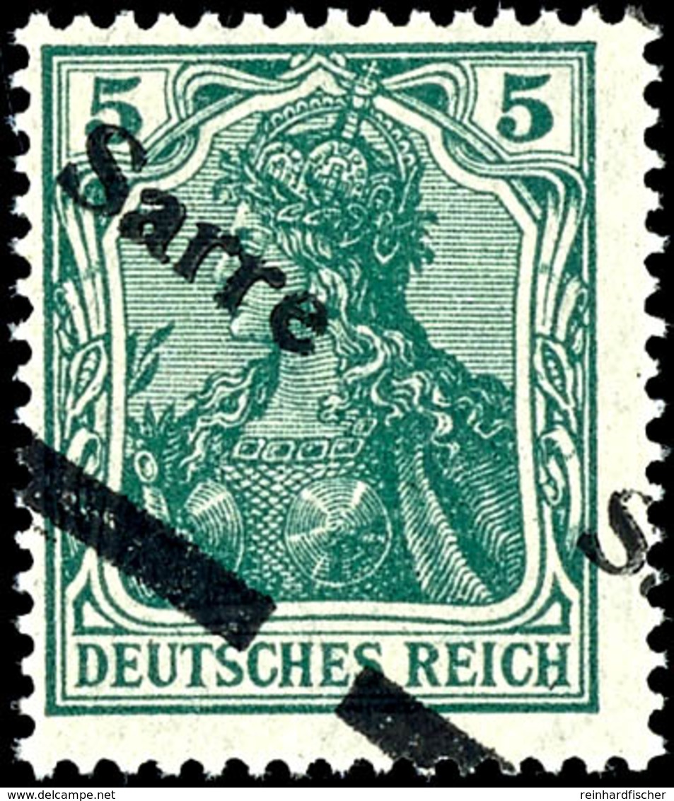 5 Pf Germania Sarre Mit Diagonalem Statt Waagerechtem Aufdruck Tadellos Postfrisch, Tiefst Gepr. Burger BPP, Mi. 900.-,  - Sonstige & Ohne Zuordnung