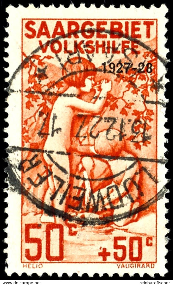 50 C., Volkshilfe 1927, Plattenfehler: "Farbpunkt über +", Gestempelt, Gepr. Ney, Mi. 200,-, Katalog: 124I O - Autres & Non Classés