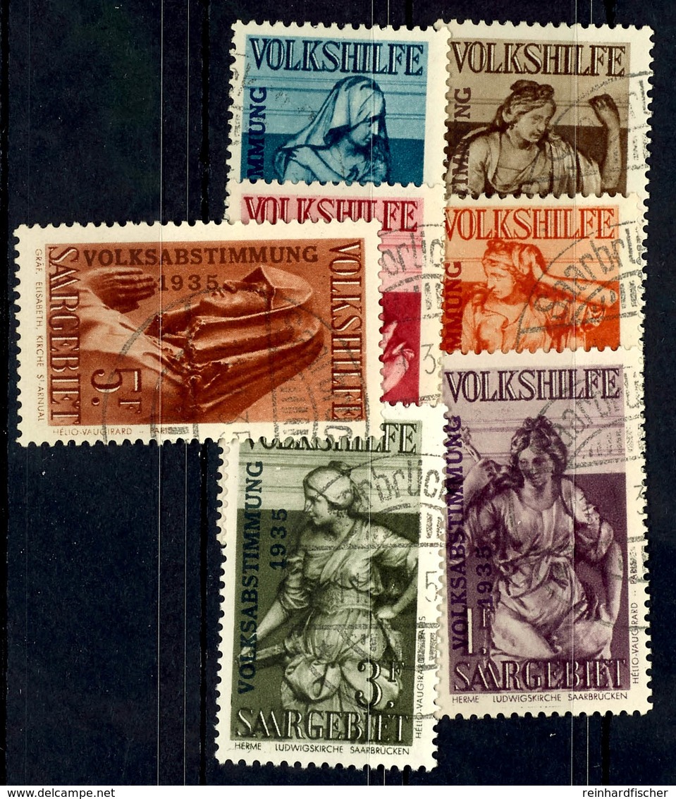 40 C. Bis 5 Fr. Volkshilfe 1934 Volksabstimmung 1935, Kompletter Satz Mit 7 Werten, Gestempelt "Saarbrücken * 2f 11.1.35 - Sonstige & Ohne Zuordnung