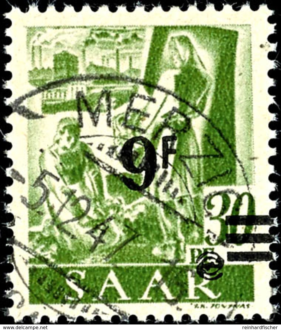 9 Fr. Auf 30 Pfg Freimarke Grün, Sog. Urdruck, Gestempelt "Merzig (Saar) 5.12.47", Tadellose Erhaltung, Seltene Marke, F - Sonstige & Ohne Zuordnung