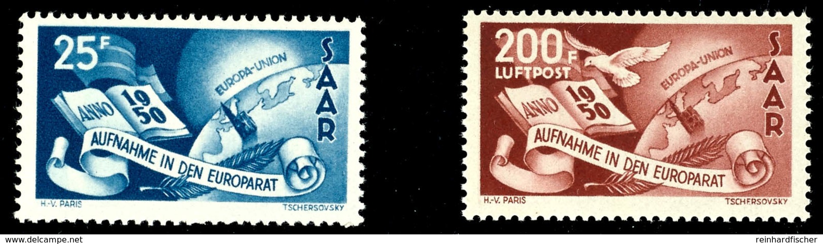 25 Und 200 Fr. Europarat, 2 Werte Postfrisch, Gepr. Ney BPP, Mi. 220,-, Katalog: 297/98 ** - Sonstige & Ohne Zuordnung