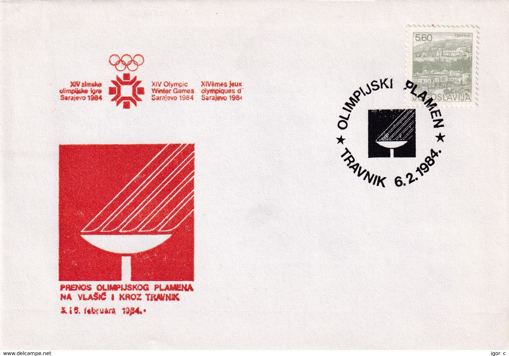 Yugoslavia 1984 Cover: Winter Olympic Games Sarajevo; Torch Relay; Travnik Station; Olympic Couldron - Winter 1984: Sarajevo