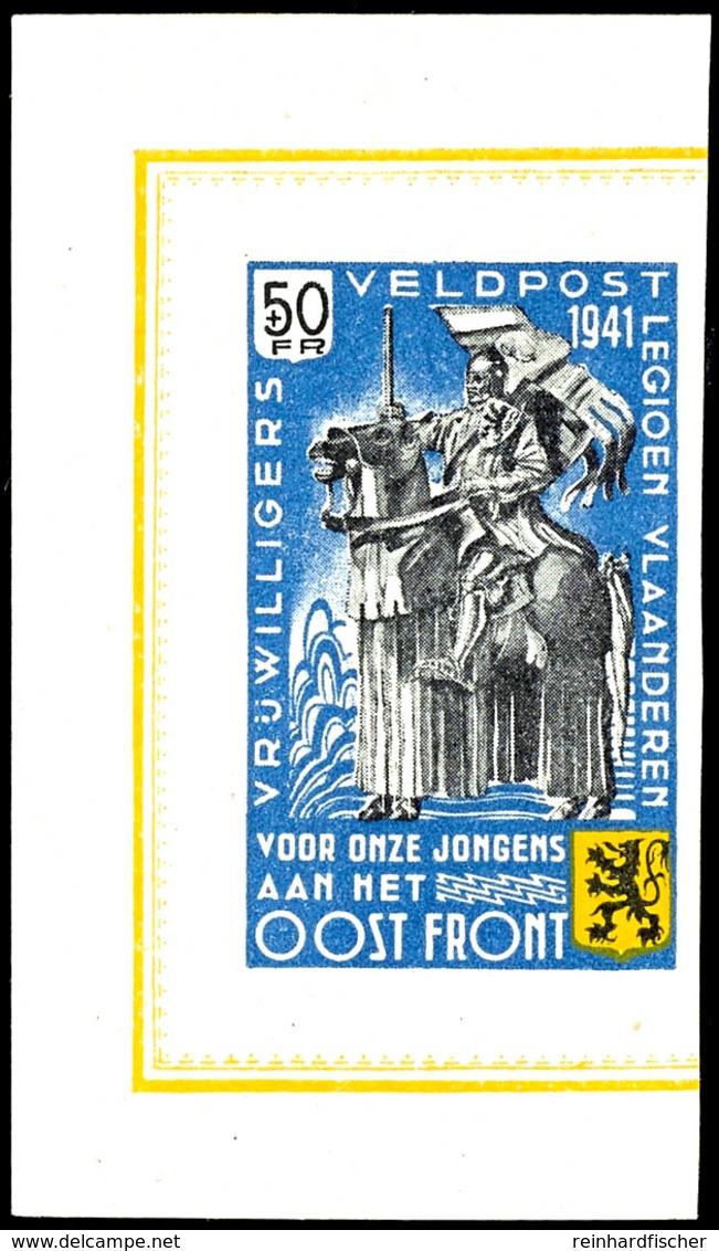 + 50 Fr ."Für Unser Soldaten An Der Ostfront", Alle Vier Farben, Abart "ungezähnt", 50 C. Blau In Type I (große Schrift  - Andere & Zonder Classificatie