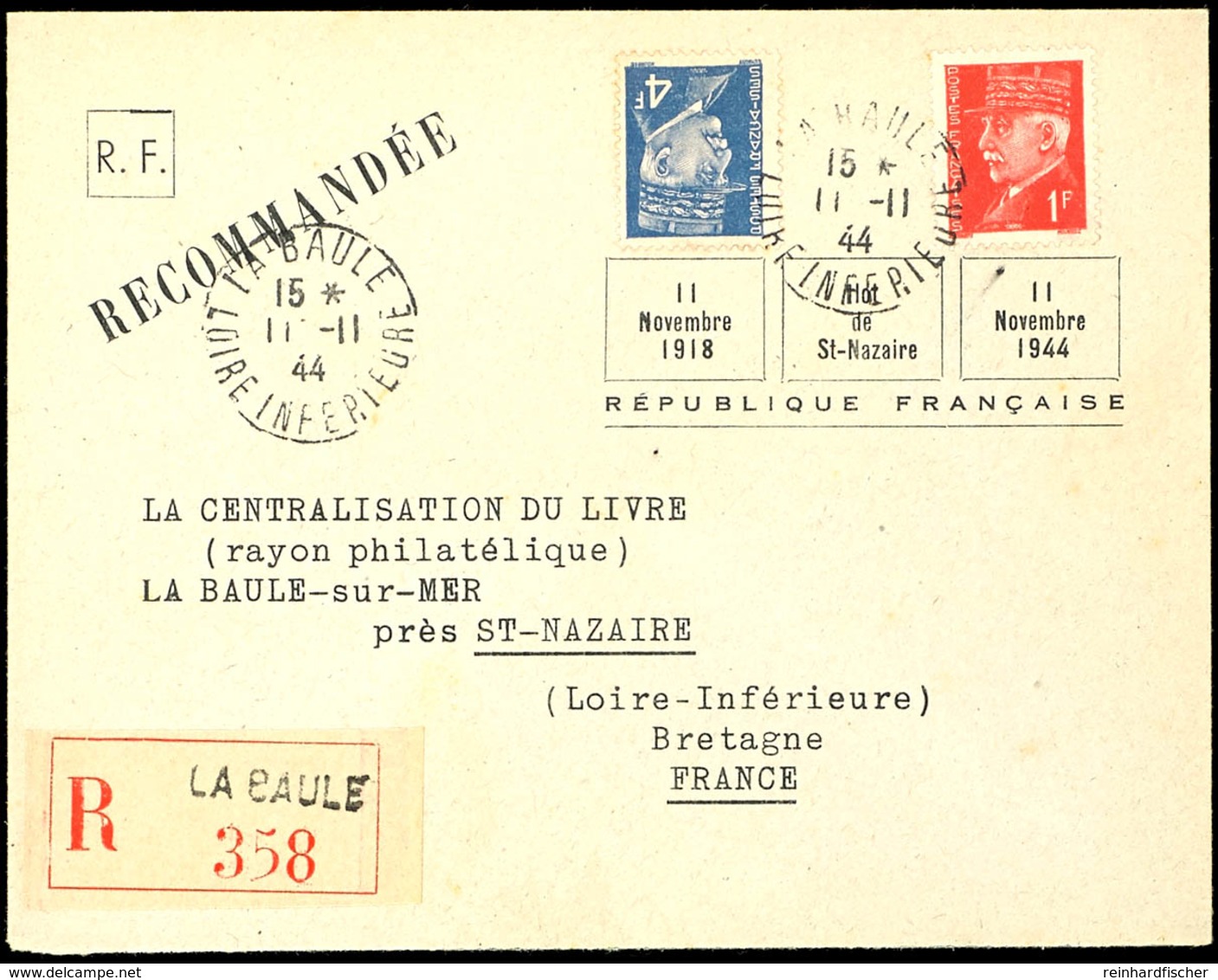 Vorgedruckter Umschlag Mit Eindruck "République Francaise - Ilot De St. Nazaire" Erinnerung An Den 11.11.1918 - Waffenst - Other & Unclassified