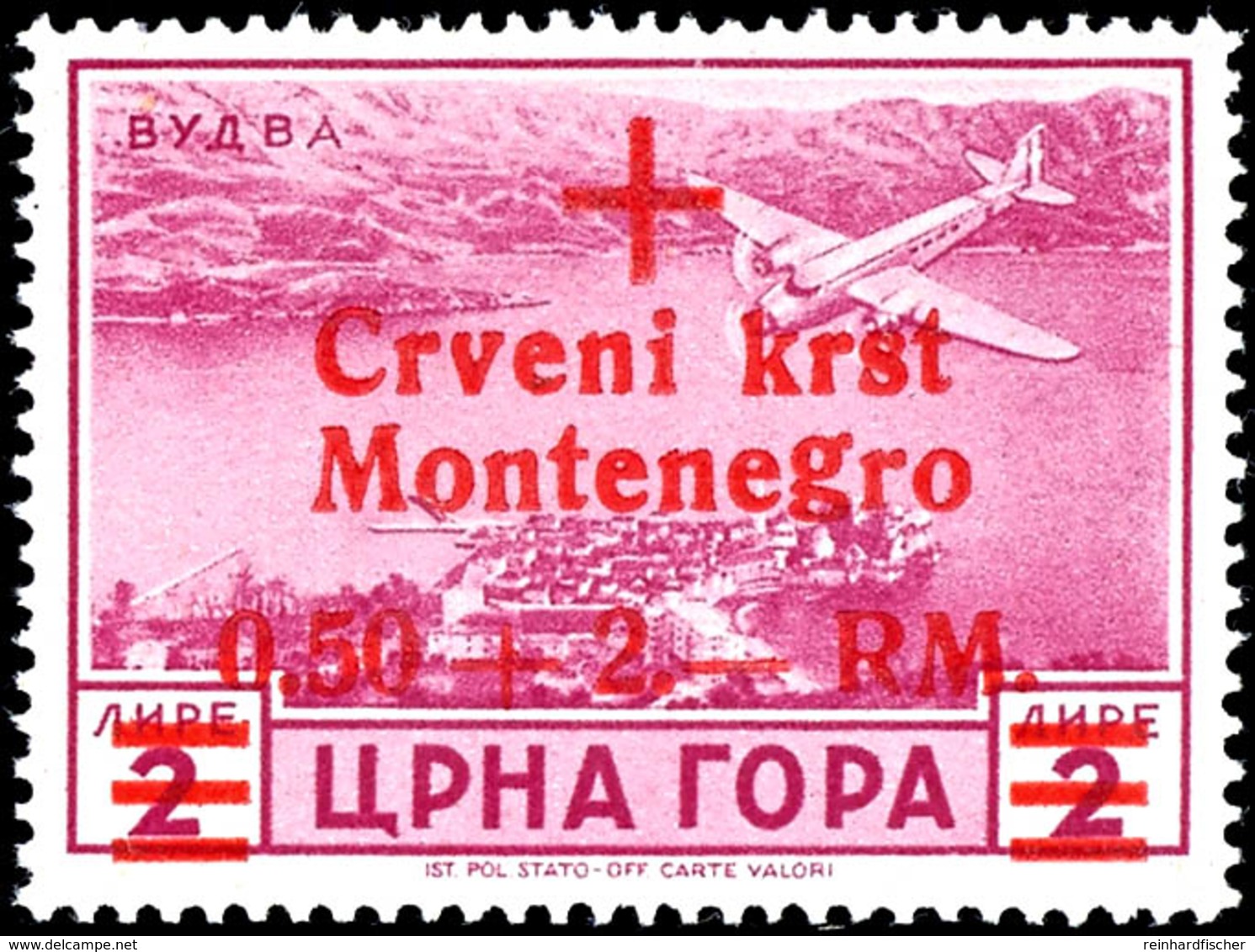 25 C. Bis 2 Lire Mit Neuem Wertaufdruck "Rotes Kreuz", Tadellos Postfrischer Satz Mit 7 Werten, Mi. 350.-, Katalog: 29/3 - Occ. Allemande: Montenegro