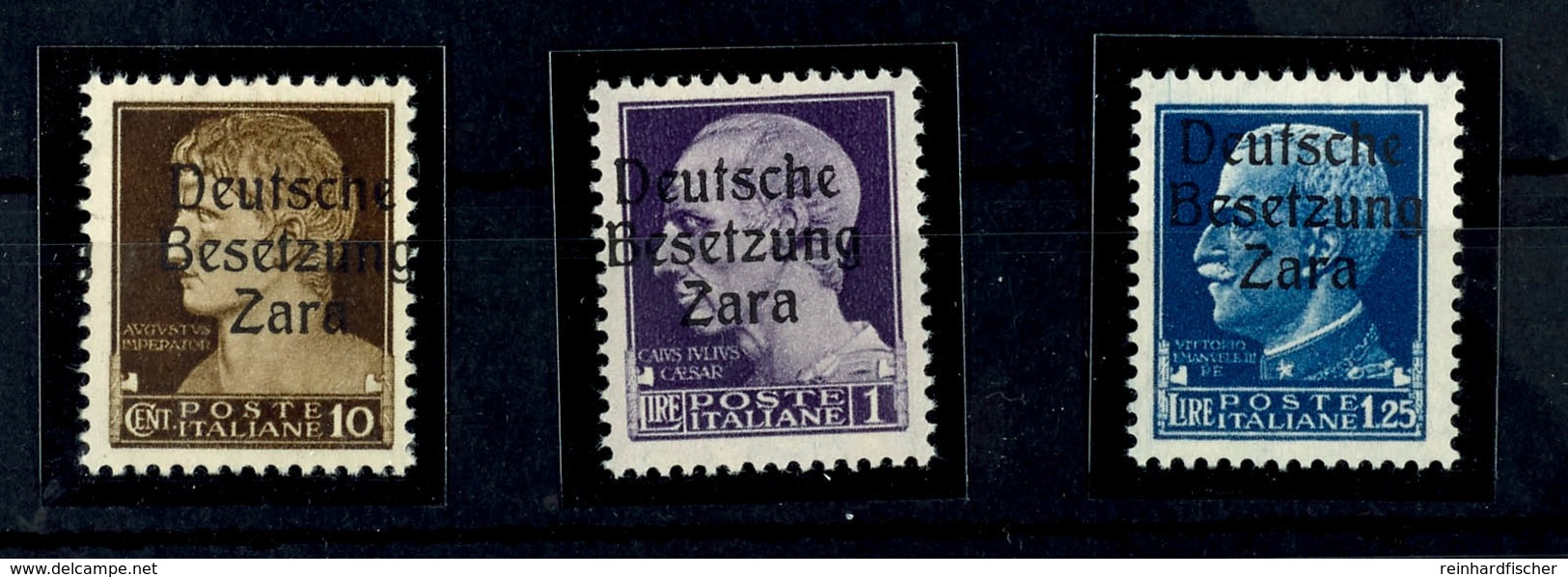 10 Cmi., 1 Und 1,25 L., 3 Postfrische Werte, Je Type I Mit Aufdruckfehler "beschädigtes E" (PF VII, Feld 14), Sign. Ludi - Occ. Allemande: Zara