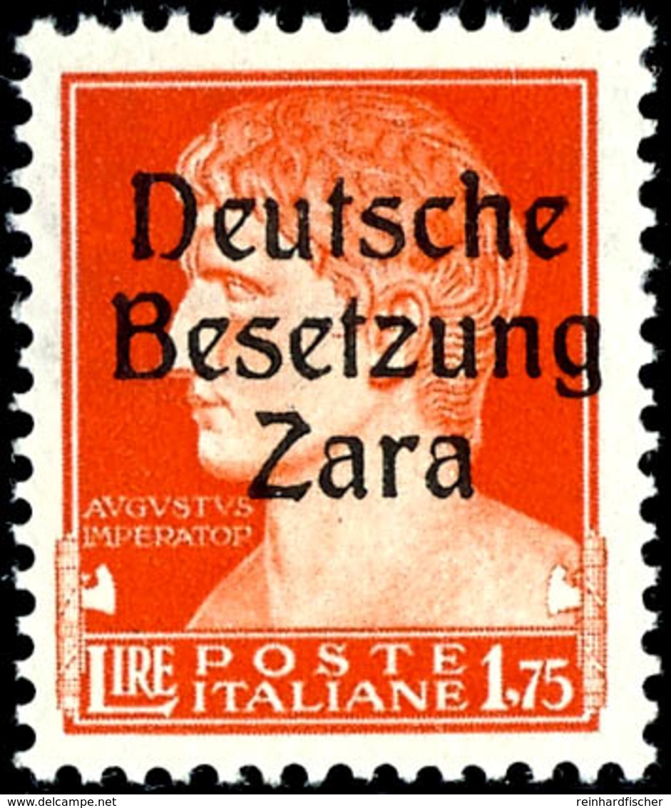 10 Bis 30, 75 Cmi., 1,25 Und 1,75 L., 8 Postfrische Werte, Je Type I Mit Aufdruckfehler "offenes D" (Feld 14), Sign. Lud - German Occ.: Zara