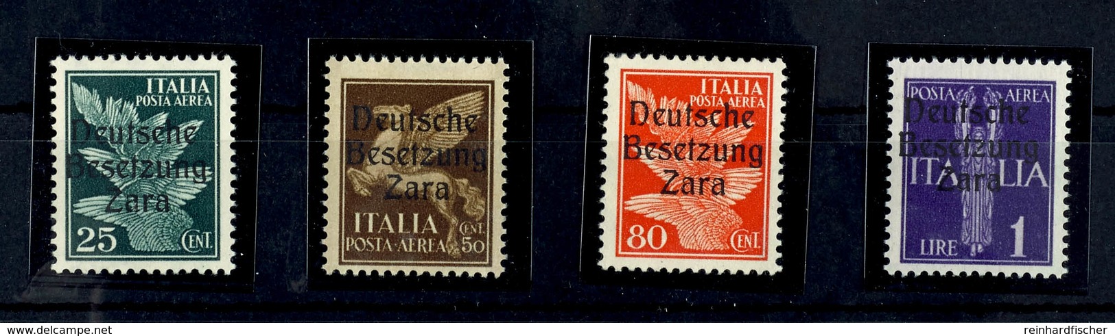 25, 50, 80 Cmi. Und 1 L. Flugpost, Je Type I Mit Aufdruckfehler "unten Offenes D" (Feld 14), Postfrisch, Sign. Ludin BPP - Deutsche Bes.: Zara