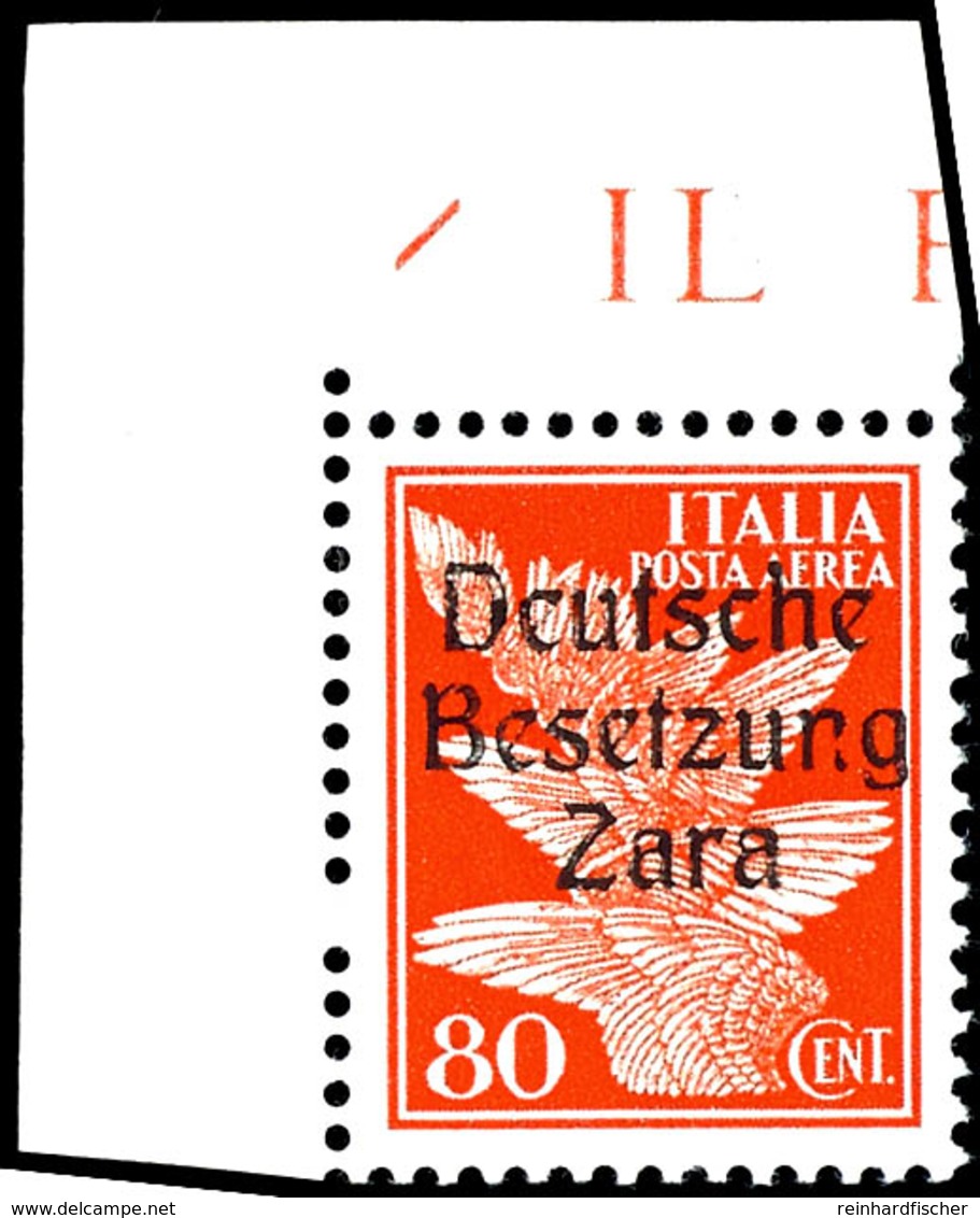 25, 50, 80 Cmi. Und 1 L. Flugpost, Je Type I Mit Aufdruckfehler "gebrochenes N" (PF II, Feld 1), Je Postfrisch Aus Der B - Occup. Tedesca: Zara