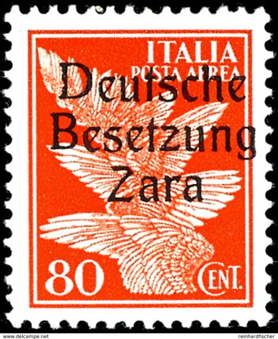 80 Cmi. Flugpost, Type II Mit Aufdruckfehler "gebrochenes D" (Feld 68), Postfrisch, Sign. Ludin, Kurzbefund Brunel (2018 - Occ. Allemande: Zara