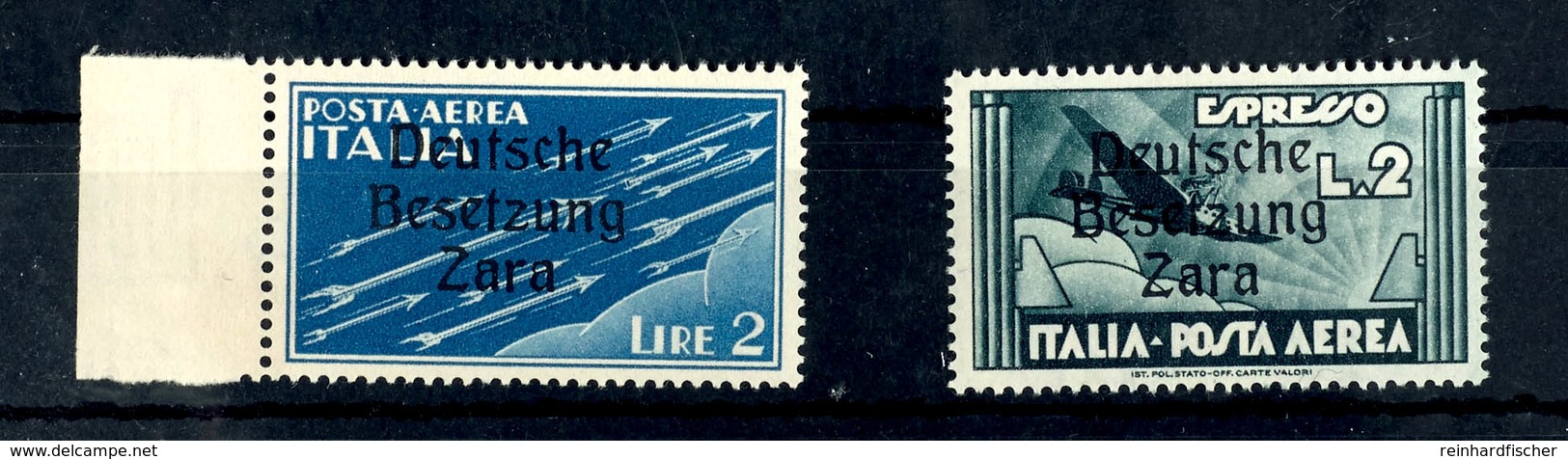 2 L. Flugpost Und 2 L. Eilmarke, Je Aufdruck Mit Fremdtype "c" (Feld 11), Postfrisch, Sign. Ludin BPP, Kurzbefund Brunel - Occup. Tedesca: Zara