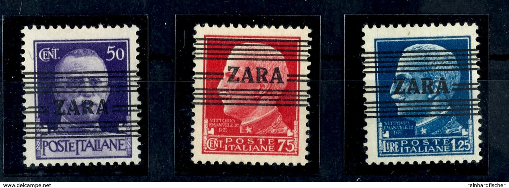 50, 75 Cmi. Und 1,25 L., Je Aufdruck Type I, Ungebraucht (Falzrest), Sign. Ludin, Kurzbefund Brunel (2018): "Die Erhaltu - Occup. Tedesca: Zara