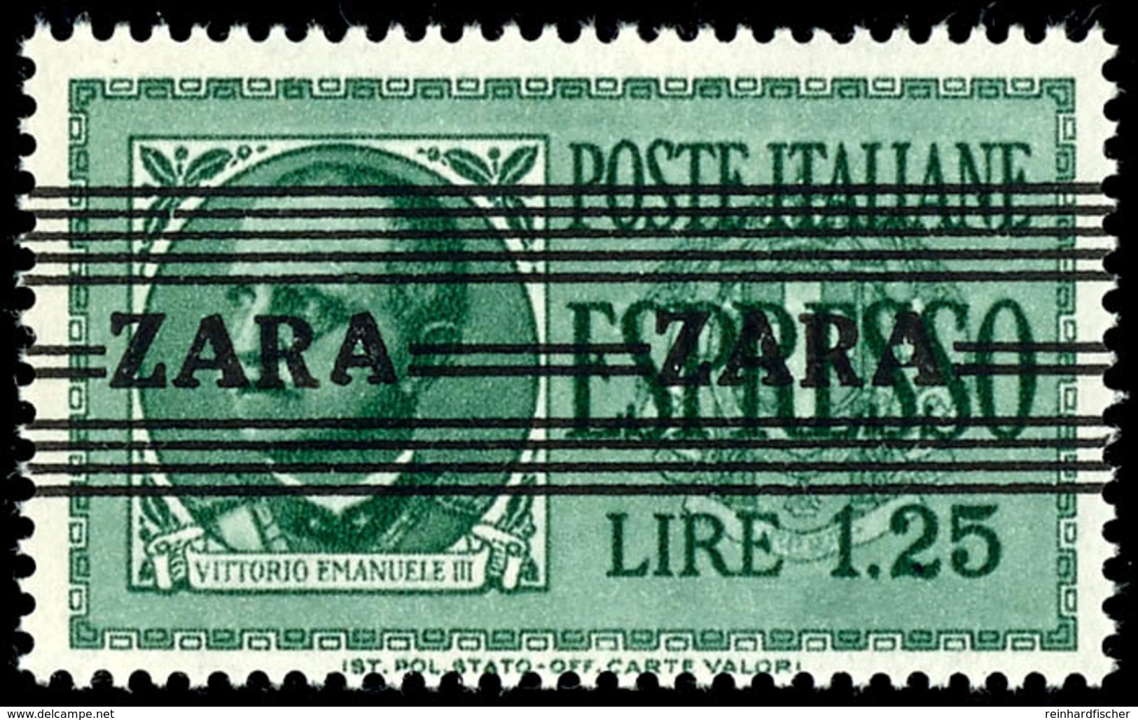 1,25 L. Eilmarke, Aufdruck Links Type V, Rechts Type IV, Postfrisch, Sign. Ludin, Kurzbefund Brunel (2018): "Die Erhaltu - Occ. Allemande: Zara