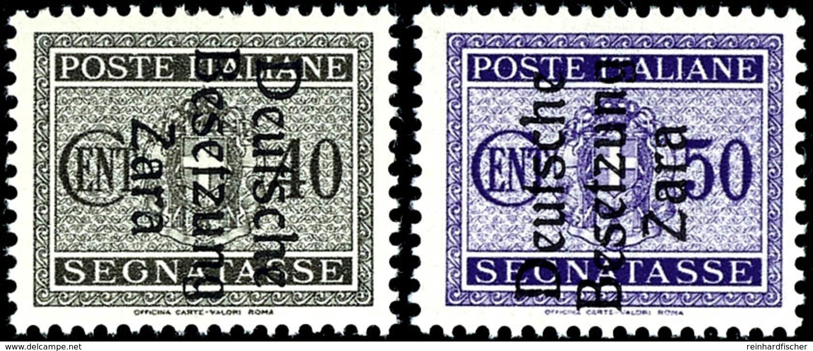 40 Und 50 Cmi., Je Type II Mit Aufdruckfehler "gebrochenes D" (Feld 68 Der Überdruckplatte), Postfrisch, Sign. Ludin BPP - Altri & Non Classificati