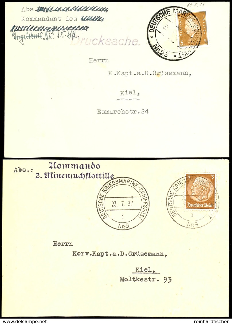 1933/37, Kriegsmarine, Drucksache Mit 3 Pf Hindenburg Sowie Mit Absenderangabe Kommando 2. Minensuchflottille Und Aufgab - Other & Unclassified