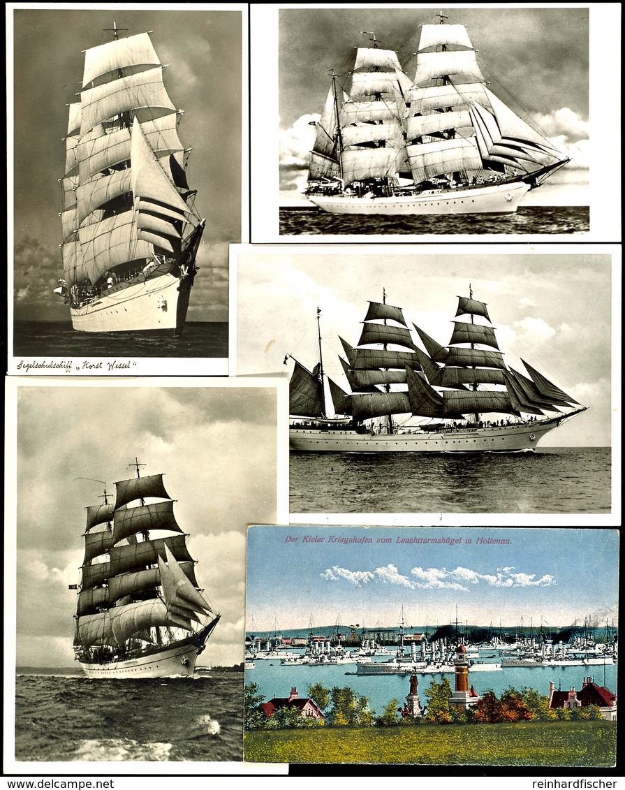 1927/39, Kriegsmarine, 4 Ungebrauchte Ansichtskarten Mit Abbildung Der Segelschulschiffe "Gorch Fock", "Horst Wessel" Un - Sonstige & Ohne Zuordnung