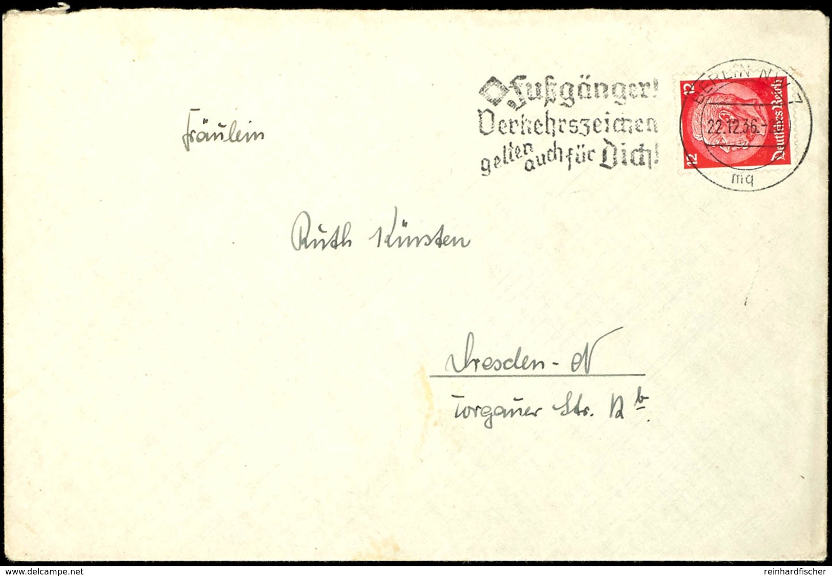 1936, Legion Condor, Brief Mit 12 Pf Hindenburg Mit Aufgabe-Stpl. BERLIN NW 7 Vom 22.12.36 Eines Angehörigen Der 8. Batt - Sonstige & Ohne Zuordnung
