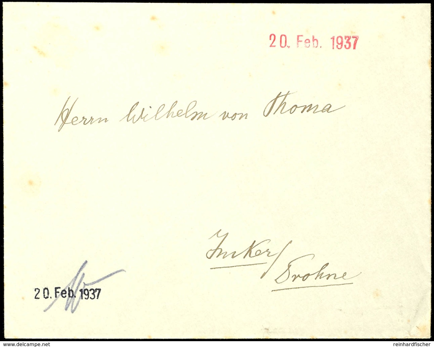 1937, Legion Condor, Brief Mit Absenderangabe Aus Würzburg Sowie Mit Rotem Datum-Eingangsstempel 20. Feb. 1937 An Wilhel - Sonstige & Ohne Zuordnung