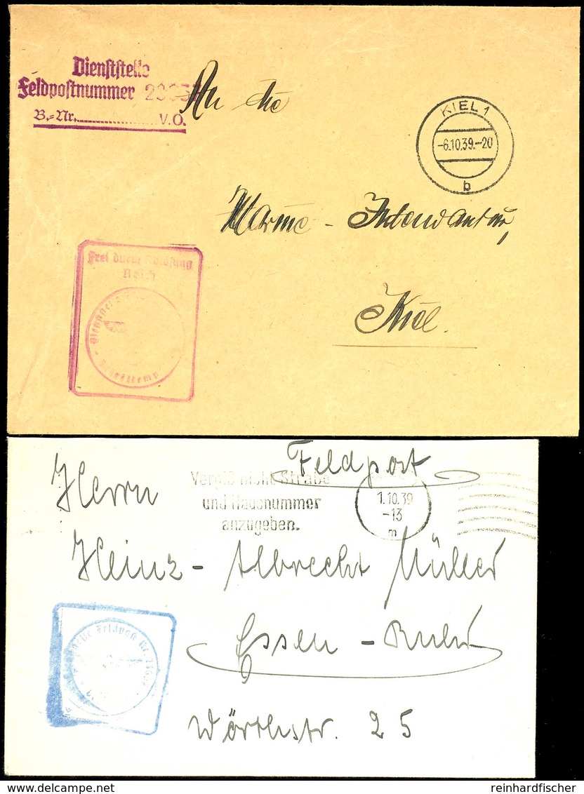 1939, Kriegsmarine, 2 Feldpost-Briefe Vom Schlachtschiff "Scharnhorst" (= Feldpost-Nr. M 23657): Brief (am Oberrand Verk - Sonstige & Ohne Zuordnung