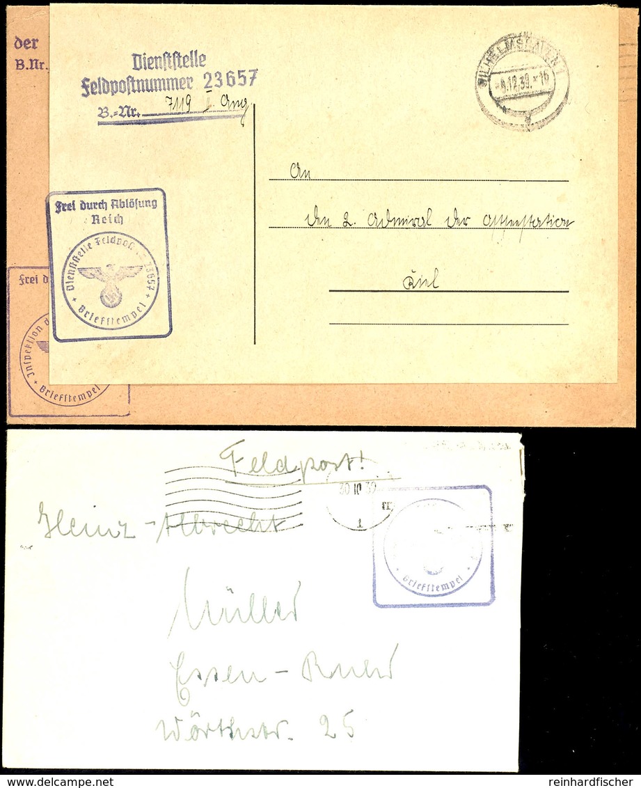1939, Kriegsmarine, 2 Feldpost-Briefe Vom Schlachtschiff "Scharnhorst" (= Feldpost-Nr. M 23657): Brief Mit Brief-Stpl. U - Other & Unclassified