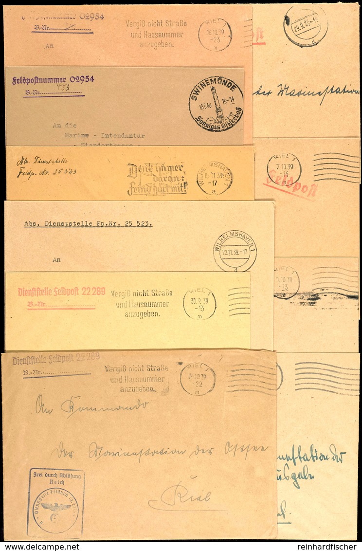 1939/40, Kriegsmarine, 10 Feldpost-Dienstbriefe Vom Befehlshaber Der Aufklärungsstreitkräfte (B.d.A.), Vom Schweren Kreu - Autres & Non Classés