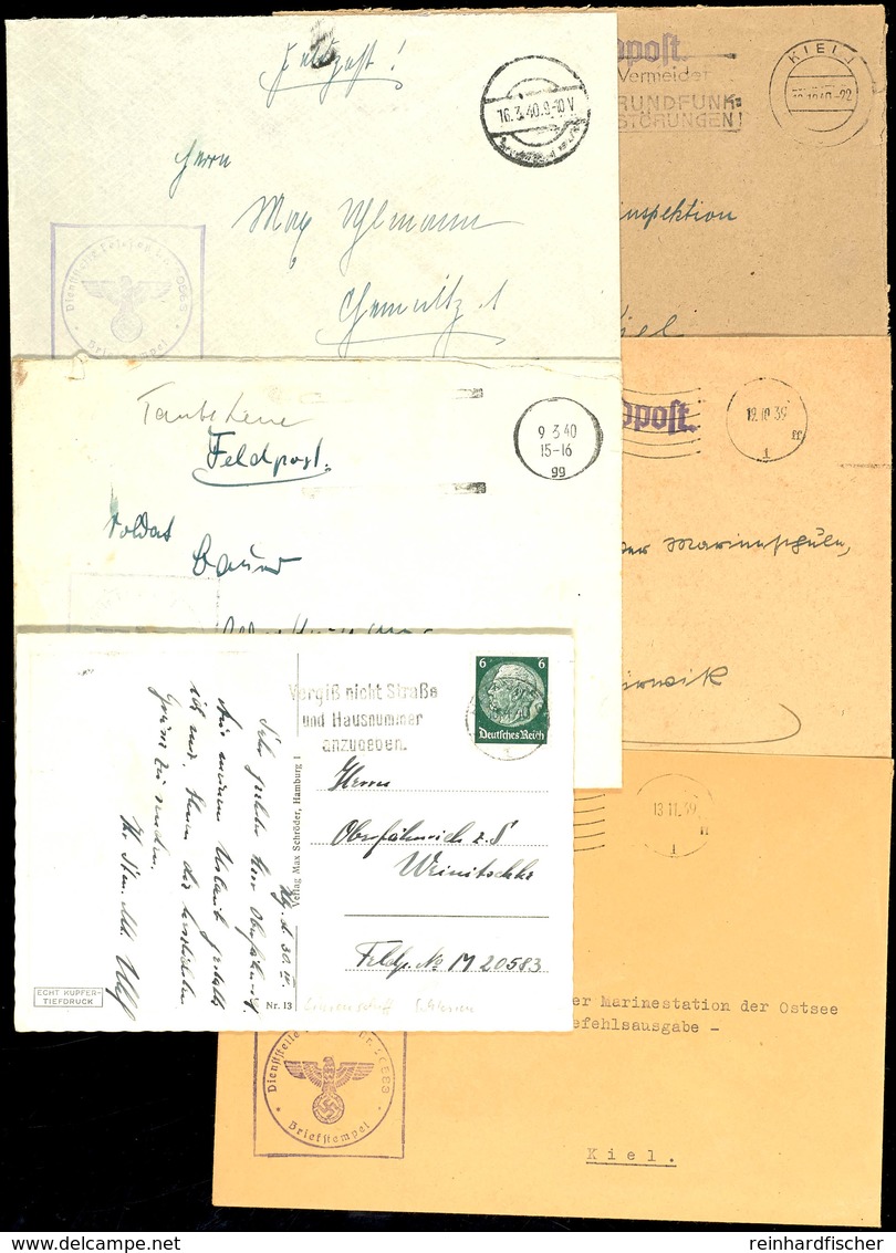 1939/40, Kriegsmarine, 3 Feldpost-Dienstbriefe Mit Dienst- Und Brief-Stpl. Feldpost-Nr. M 20583 (= Linienschiff "Schlesi - Other & Unclassified