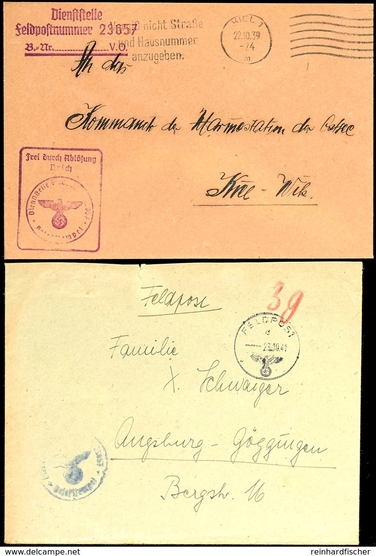 1939/41, Kriegsmarine, 2 Feldpost-Briefe Vom Schlachtschiff "Scharnhorst" (= Feldpost-Nr. M 23657): Brief Mit Brief-Stpl - Sonstige & Ohne Zuordnung