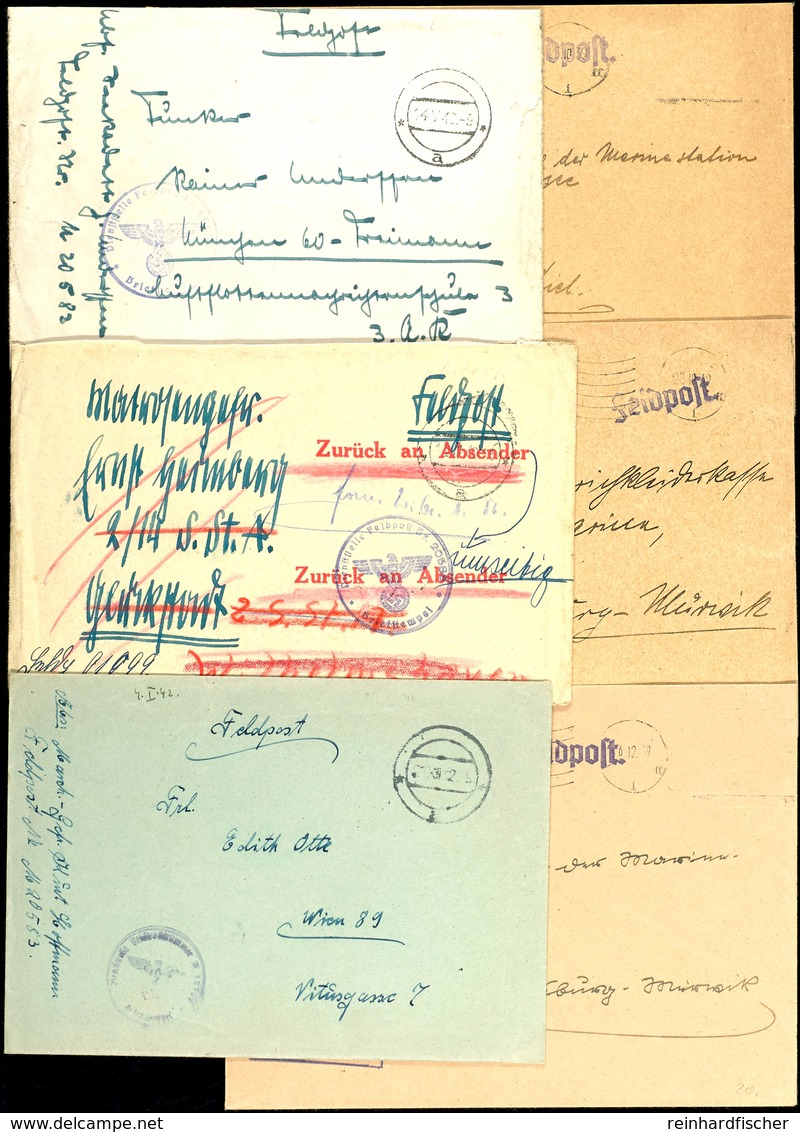1939/42, Kriegsmarine, 3 Feldpost-Dienstbriefe Mit Dienst- Und Brief-Stpl. Feldpost-Nr. 20583 (= Linienschiff "Schlesien - Autres & Non Classés