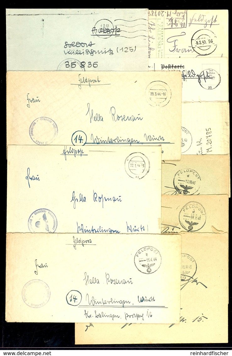 1939/44, Kriegsmarine, 10 Feldpost-Belege Von Minensuchbooten (M 3 (3), M 12 (3), M 28, M 32 (3)), Bedarfs-Erhaltung  BF - Autres & Non Classés