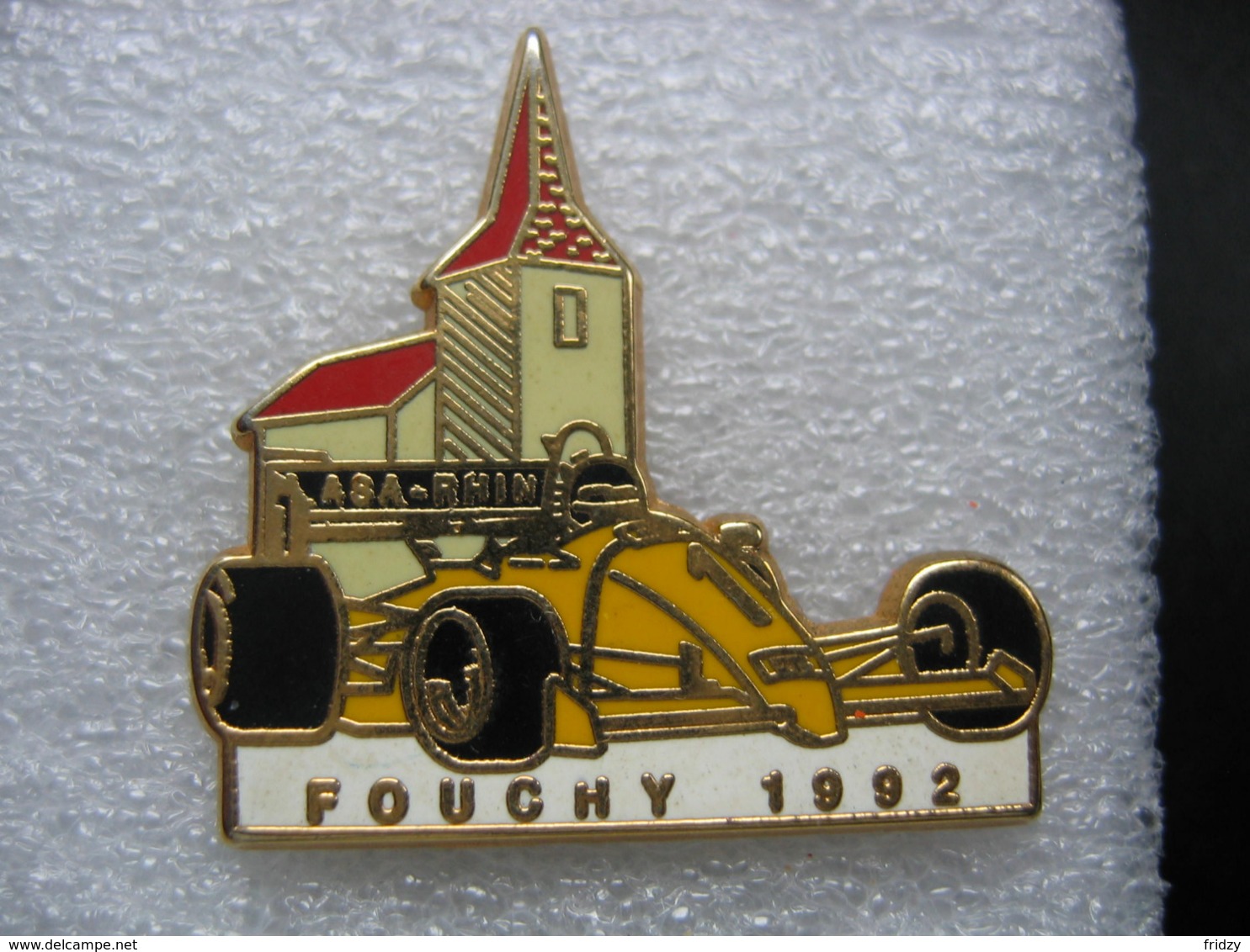 Pin's Sport Auto / ASA Rhin / Fouchy 1992 - Voiture Jaune.   Zamac - Rally