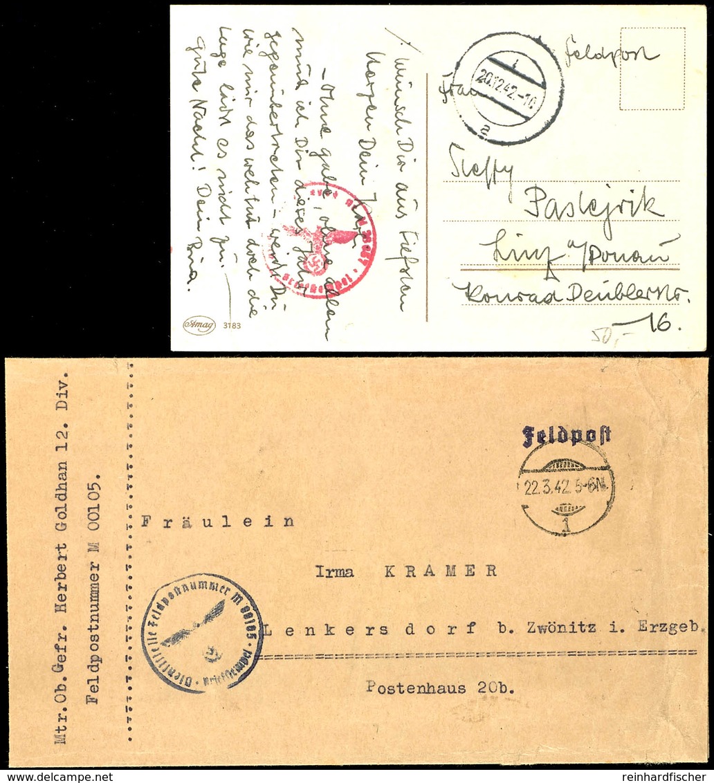 1942, Kriegsmarine, Feldpost-Brief Mit Brief-Stpl. Und Absenderangabe Feldpost-Nr. M 00105 = Schlachtschiff "Gneisenau"  - Other & Unclassified