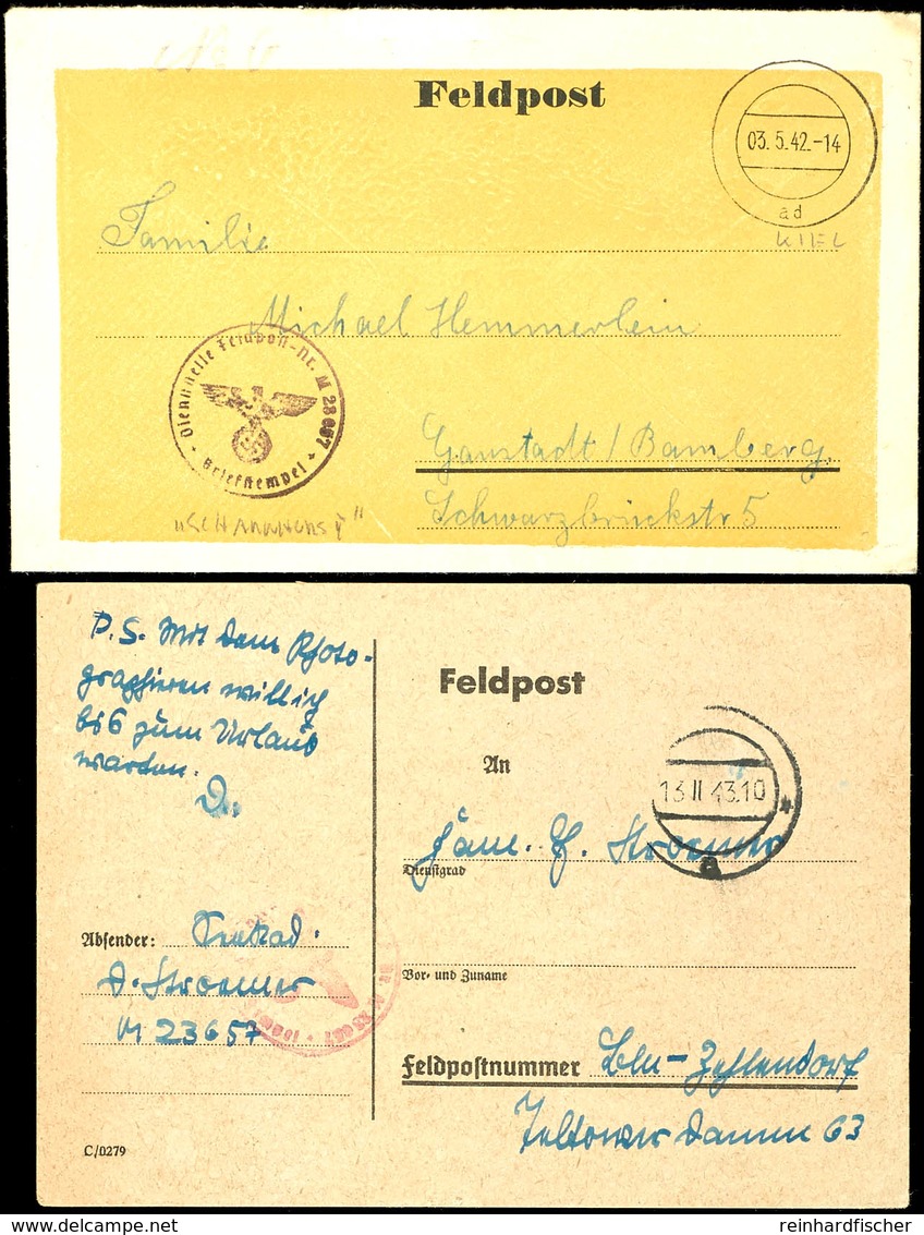 1942/43, Kriegsmarine, Feldpost-Brief Mit Brief-Stpl. Und Absenderangabe Feldpost-Nr. M 23657 = Schlachtschiff "Scharnho - Autres & Non Classés