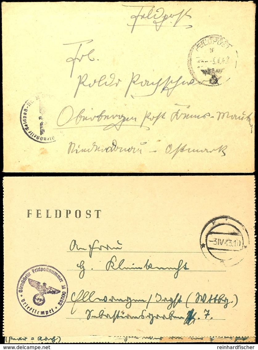 1942/43, Kriegsmarine, Feldpost-Brief Mit Feldpostnorm-Stpl. Vom 3.4.42 Sowie Mit Brief-Stpl. Und Absenderangabe Feldpos - Autres & Non Classés