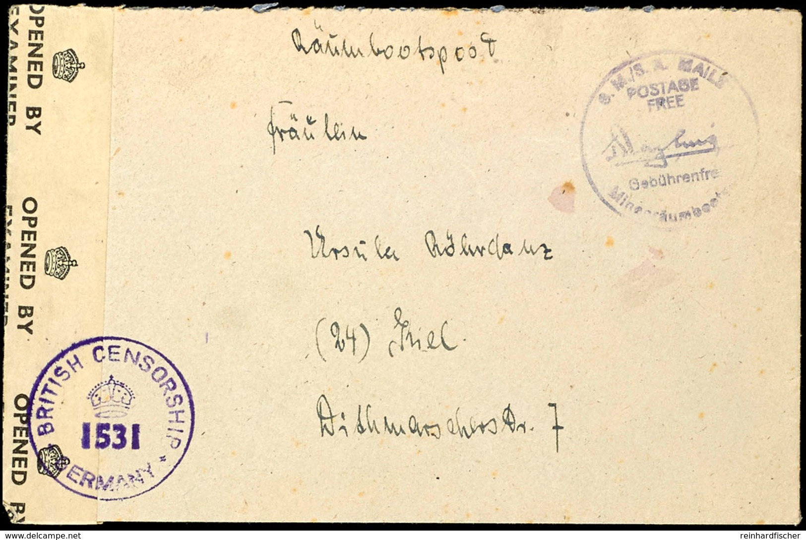 1947, Minenräumdienst, Unfrankierter Brief Ohne Abgang-Stpl. Von Einem Angehörigen Der 3. Minenräumdivision In Dänemark  - Autres & Non Classés