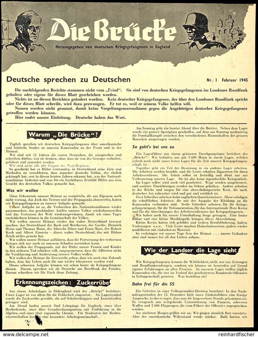 1945, "Die Brücke", 2seitige Alliierte Propagandazeitung, Angeblich Herausgegeben "von Deutschen Kriegsgefangenen In Eng - Other & Unclassified