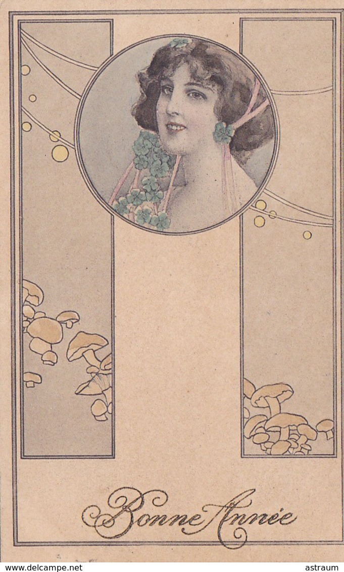 Cpa-ill-theo Stroefer-pas Sur Delc.-femme Dans Medaillon, Champignons-art Nouveau-style Vienne / Viennoise-serie 497 N°3 - Autres & Non Classés