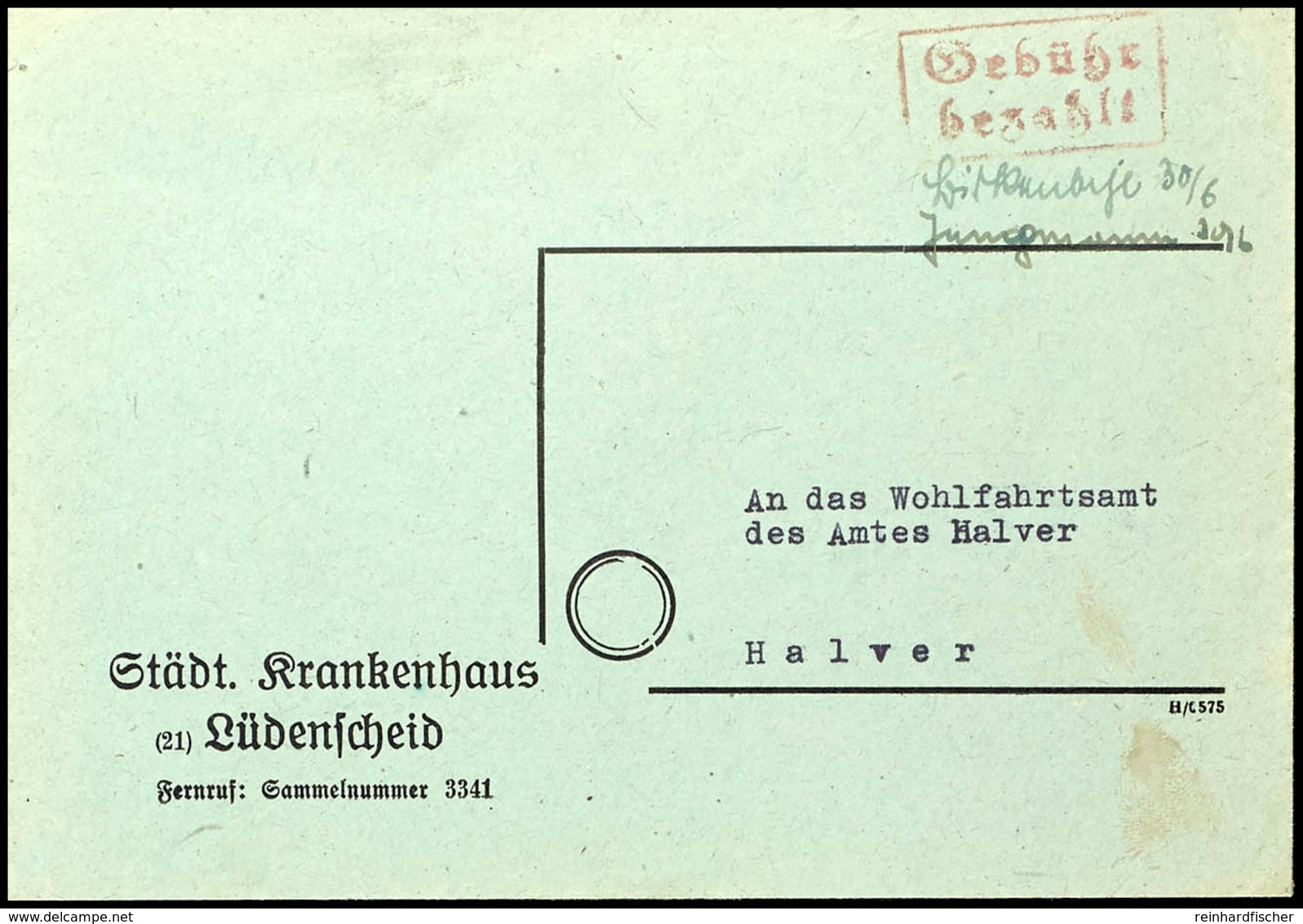 HALVER: Gebühr Bezahlt, Rotbrauner Ra2 Nebst Unterschrift Zweier Postbeamten Vom "30/6" 1945 Nach Halver, Umschlag Leich - Autres & Non Classés